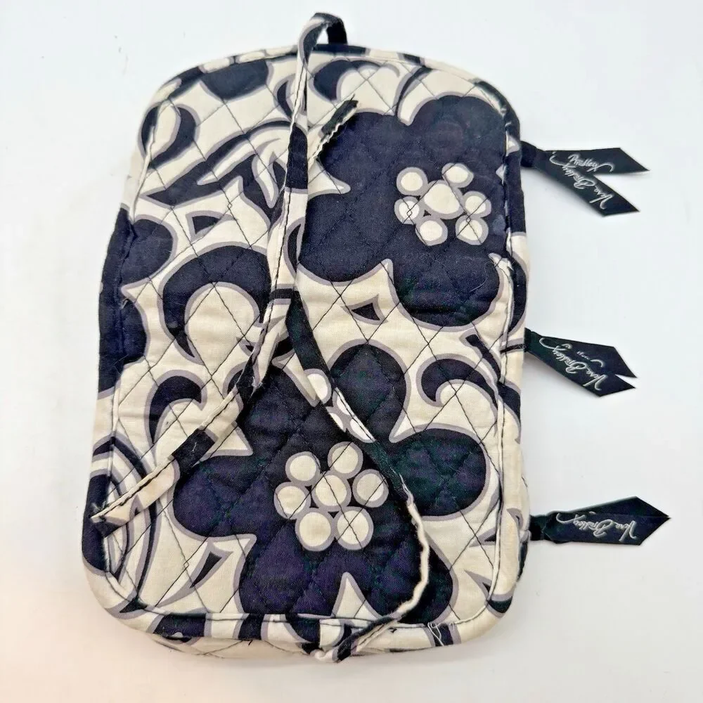 Vera Bradley Night and Day Travel Jewelry Organizer Case Tie Closure 3 Zip Pouch